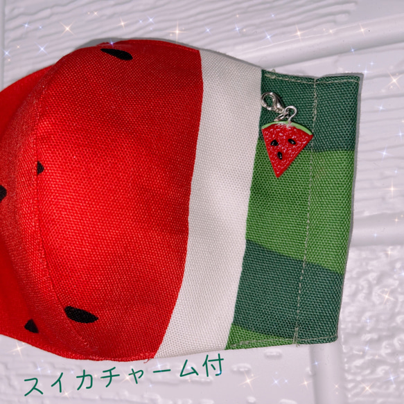 西瓜紋西瓜魅力1點3D布面罩亮紅色美麗西瓜 第2張的照片