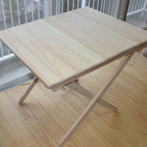 【セール】ヒノキ 桧 一枚板 折り畳みテーブル セール】ヒノキ 桧 一枚板 折り畳みテーブル