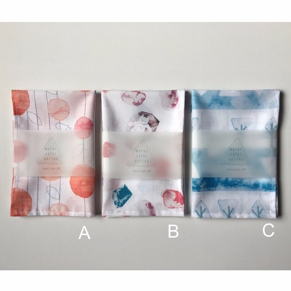 送料込み価格【watercolor-series-ハンカチ(C)river】 2枚目の画像