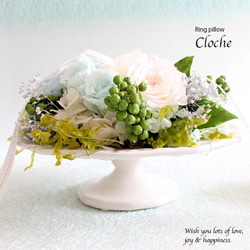 再入荷★フローラルリングピロー・Cloche（ミントブルー）【プリザーブドフラワー】結婚式 結婚祝い サムシングブルー 3枚目の画像