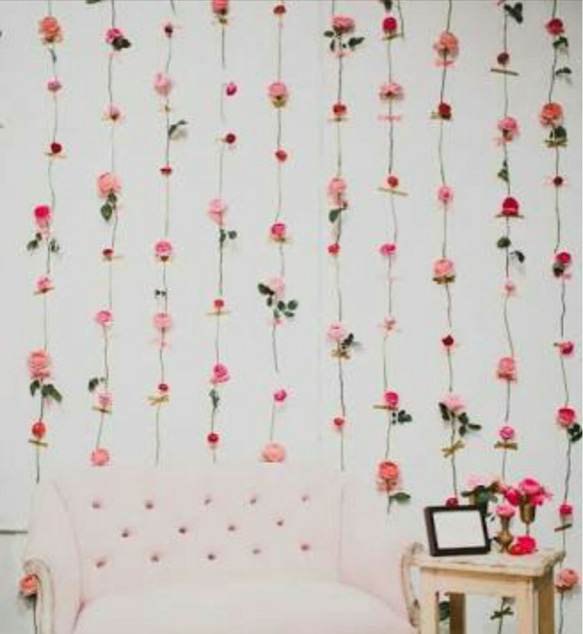 No16 シンプルリボン⸜❤︎⸝‍ ホワイト＆ピンク フラワーガーランド✿*: No16 シンプルリボン⸜❤︎⸝‍ ホワイト＆ピンク フラワー