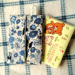 【送料無料】ポケットティッシュカバー　YUWA花柄青 3枚目の画像