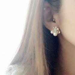 Mix stone *Light brown / Earrings 3枚目の画像