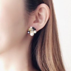 秋冬限定 ✧ Mix stone *Black / Pierce, Earrings 3枚目の画像