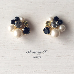 秋冬限定 ✧ Mix stone *Black / Pierce, Earrings 4枚目の画像