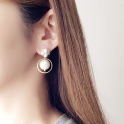 ⚫︎Sale : White night (リングパール) / Pierce, Earrings 2枚目の画像