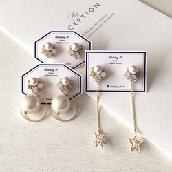 ⚫︎Sale : White night (リングパール) / Pierce, Earrings 3枚目の画像