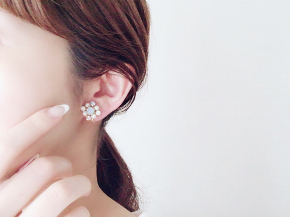 Square bijou *Lemon yellow / Earrings 5枚目の画像