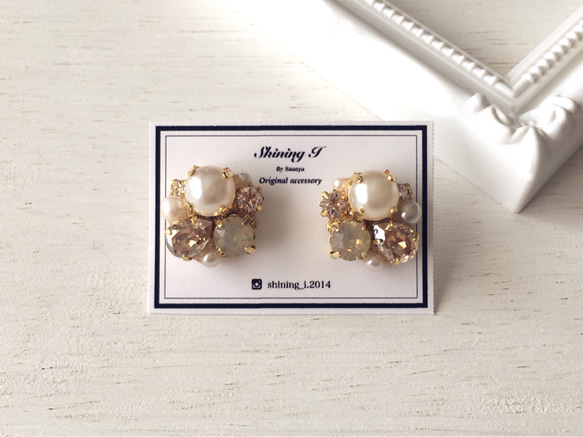 For you *Beige / Pierce, Earrings 2枚目の画像