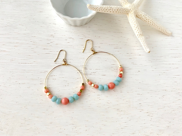 Coral beach / Pierce, Earrings 1枚目の画像