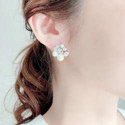 【金属アレルギー対応】Mix stone *Clear / Pierce, Earrings 1枚目の画像