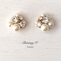 【金属アレルギー対応】Mix stone *Clear / Pierce, Earrings 7枚目の画像