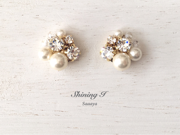 【金属アレルギー対応】Mix stone *Clear / Pierce, Earrings 7枚目の画像