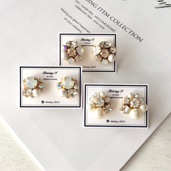 【金属アレルギー対応】Mix stone *Clear / Pierce, Earrings 8枚目の画像