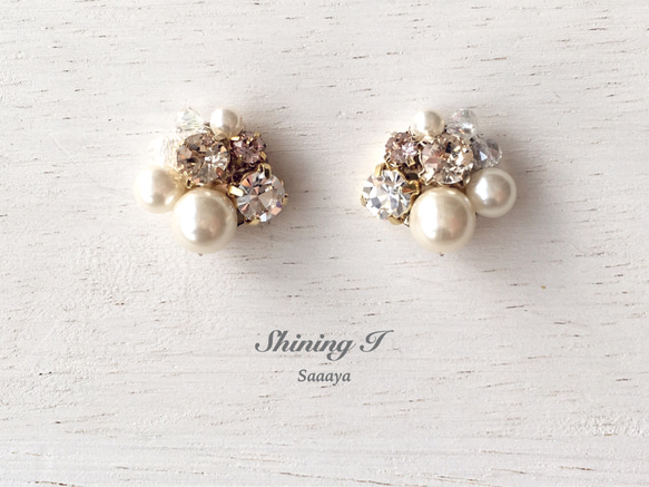 Mix stone *Nuance clear / Earrings 3枚目の画像