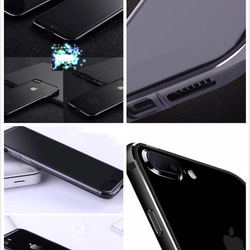 黒iPhone7plusケース シリコン アルミ合金 二重保護 3枚目の画像