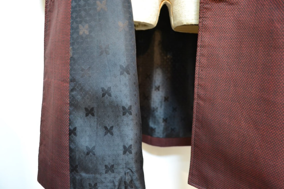 大島紬コート（５マルキ・チェコボタン）・持ち込み着物でのオーダー可・絹１００％ 6枚目の画像