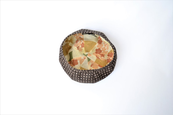 再次上架：Oshima pongee貝雷帽：格子圖案，泥染，正宗的Oshima pongee，和服翻拍/ 2個工作日內發貨/國內 第8張的照片