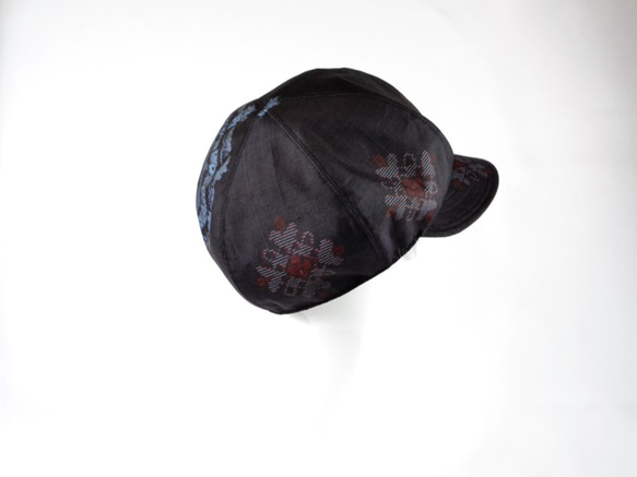 Murayama Oshima咖啡Casquette：靛藍花卉圖案和服Remake復古和服免費送貨1810c01 第6張的照片