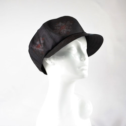 Murayama Oshima咖啡Casquette：靛藍花卉圖案和服Remake復古和服免費送貨1810c01 第8張的照片