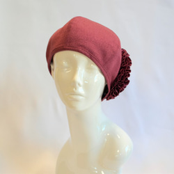 和服花貝雷帽：紫紅色粉紅色和服翻拍/國內免費送貨/ 1901b06 第2張的照片