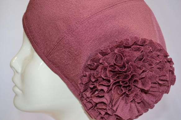 和服花貝雷帽：紫紅色粉紅色和服翻拍/國內免費送貨/ 1901b06 第9張的照片