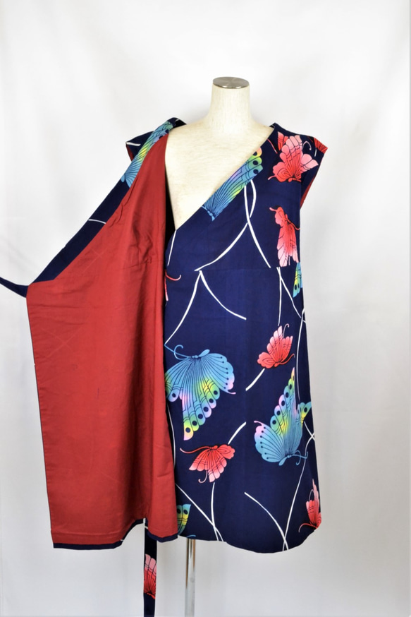 柚子浴衣kasukuru連衣裙・接受訂單：蝴蝶圖案，襯裡，和服重製，浴衣重製，國內免費送貨，1904y01 第10張的照片