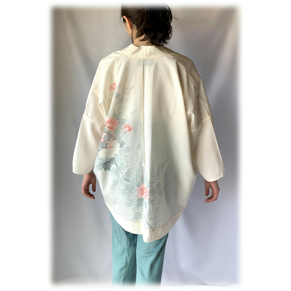 絽和服開衫·芙蓉の花：和服翻拍·日本免費送貨·2天內發貨·1904c01 第2張的照片