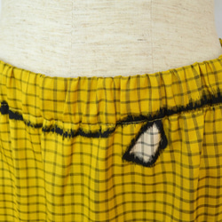 美森裙子：黃色，抽像圖案/可手洗，和服翻拍，2個工作日內發貨，國內包郵 第2張的照片