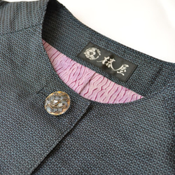 Oshima Tsumugi No Color Coat：靛藍大島/ 100龜甲紋大島Tsumugi /捷克鈕扣/ 2個工作日內 第7張的照片