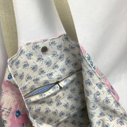 ●綿麻大きめのトートバッグ(ブルーローズ・ピンク) 5枚目の画像