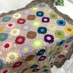 一点もの】『手紡ぎ糸のお花. f'』手刺繍ファブリックパネル 一点もの