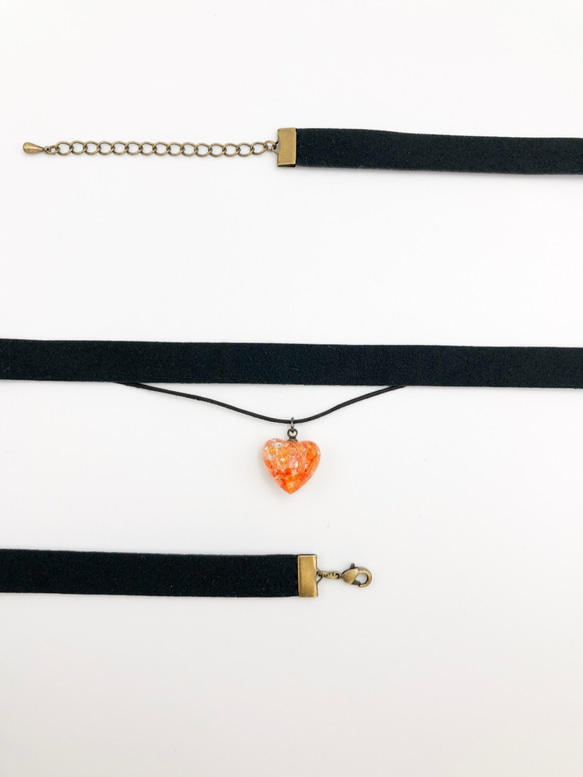 チョーカー ハートチャーム♡オレンジ　sunset orange choker 2枚目の画像