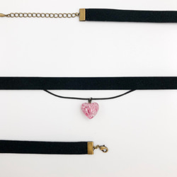 チョーカー ハートチャーム ♡ ピンク　coral pink choker　 2枚目の画像