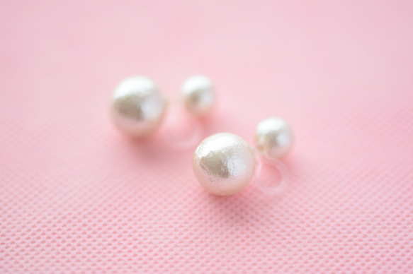 [再次上架3] 2way棉珍珠無孔耳環（Kisuka）（8-12） 第1張的照片