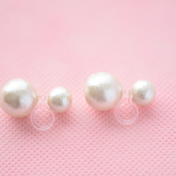 [再次上架3] 2way棉珍珠無孔耳環（Kisuka）（8-12） 第5張的照片