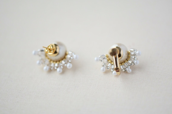 Cotton Pearl Bijoux耳環（Kisuka）白色 第5張的照片