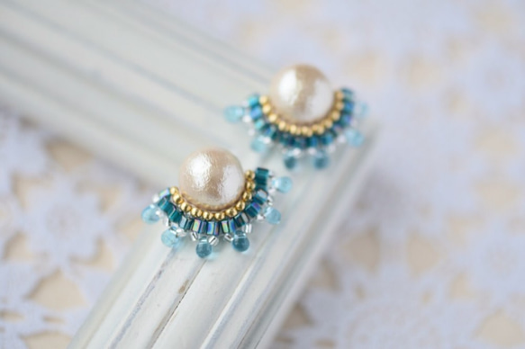Cotton Pearl Bijou耳環（Kiska）藍色 第1張的照片