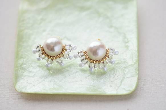 Cotton Pearl Bijou耳環（Kiska）白色 第3張的照片