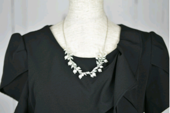 [免運費] 珍珠葉項鍊配飾套裝 第3張的照片