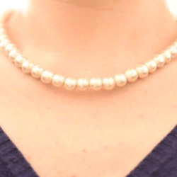 免費送貨8毫米棉花珍珠項鍊和耳環珠寶或耳環（Kisuka）星曼特爾 第4張的照片