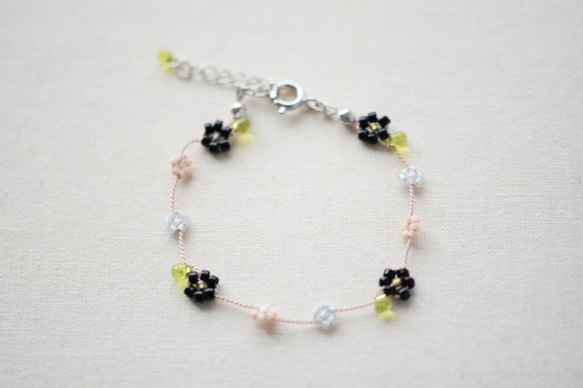 daisy bracelet black　【free size】 第2張的照片