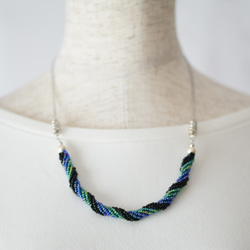 2way spiral necklace 【blue green black】 1枚目の画像