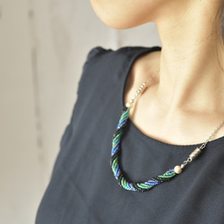 2way spiral necklace 【blue green black】 2枚目の画像