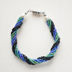 2way spiral necklace 【blue green black】 3枚目の画像