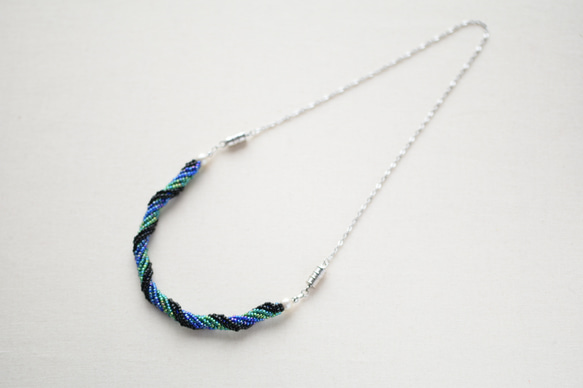 2way spiral necklace 【blue green black】 4枚目の画像