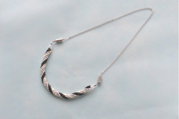 2way spiral necklace 【black silver mat】 2枚目の画像