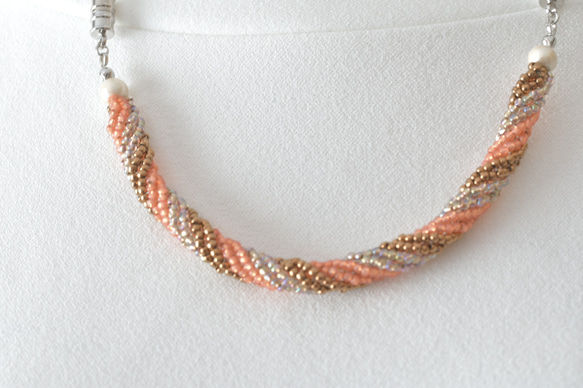 2way spiral necklace 【bronze brown orange】 2枚目の画像