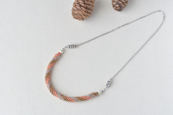 2way spiral necklace 【bronze brown orange】 3枚目の画像