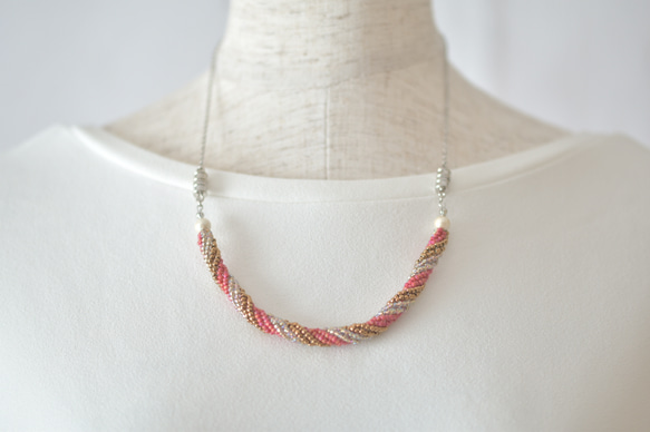 2way spiral necklace 【bronze brown red】 1枚目の画像